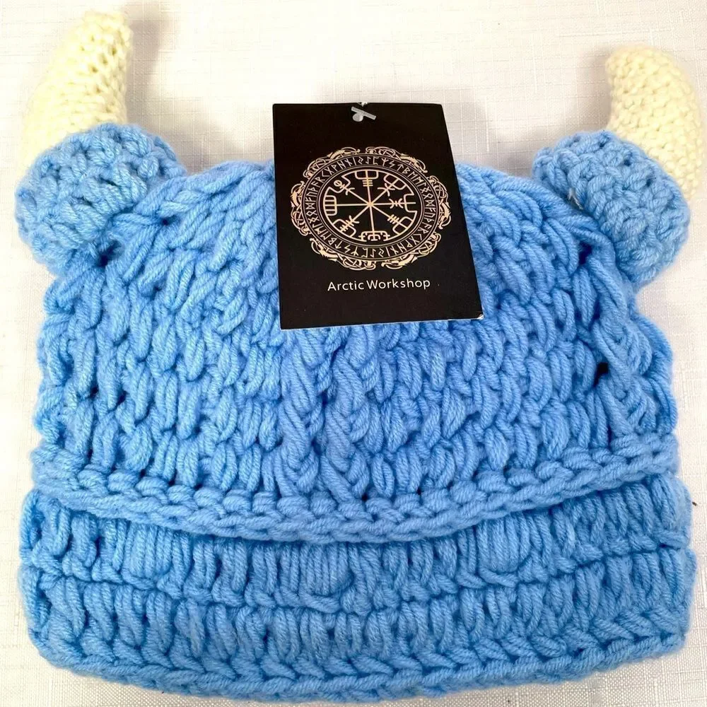 Blue Viking Knit Hat for Babies